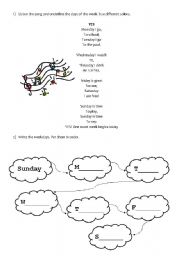 English worksheet: Weekdays