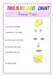 English worksheet: This is my face!  Chant 1/5