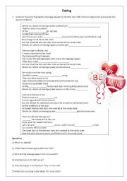 English Worksheet: Dating - vocabulary Johnny Cash song