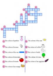 English Worksheet: colours crossword