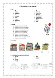 English Worksheet: TOWN AND SHOPS