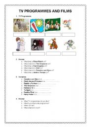 English Worksheet: TV PROGRAMMES & FILMS