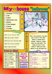 English Worksheet: My house-bathroom