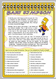 English Worksheet: BART SIMPSON�S DAILY ROUTINES