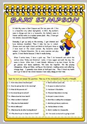 English Worksheet: BART SIMPSONS DAILY ROUTINES