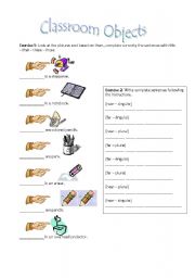 English Worksheet: classroom objects