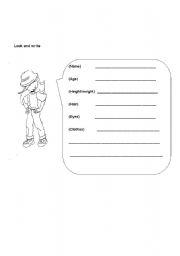 English Worksheet: personal Descrption