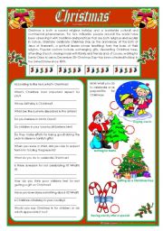 English Worksheet: Christmas - reading and vocabulary ***editable