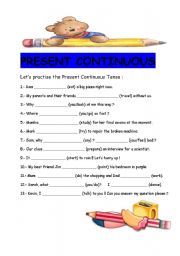 English Worksheet: PRESENT CONTINUOUS