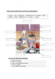 English Worksheet: In the Kitchen