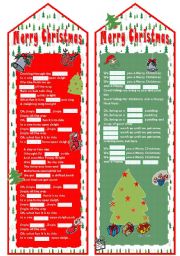English Worksheet: Christmas bookmark (corrected & reuploaded)