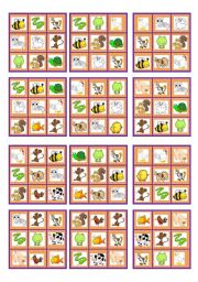 English Worksheet: BINGO PETS AND FARM ANIMALS (24 cards and blanks to choose)