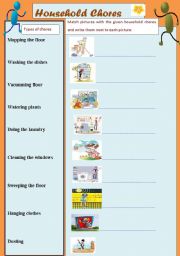 English worksheet: household chores