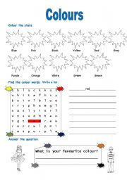 English Worksheet: Colours