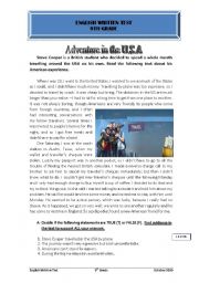 English Worksheet: adventure in the USA