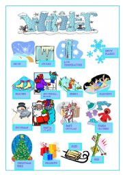 English Worksheet: WINTER PICTIONARY