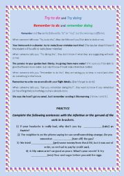 English worksheet: Try and remember + do or -ing