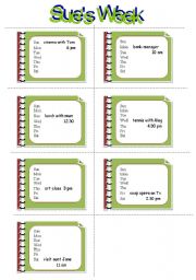 English worksheet: Sues Week