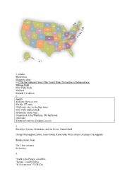 English worksheet: Key to States of the USA
