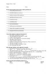 English Worksheet: Word order in questions, Present Simple, Present Continuous, Opposite adjectives, prepositions of place