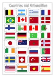 English Worksheet: Flags, countries and nationalities