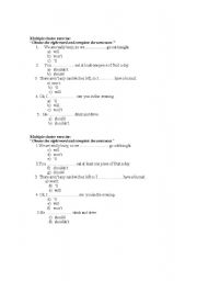English Worksheet: Multiple Choice Exercise
