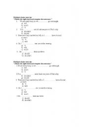 English worksheet: Multiple Choice Exercise