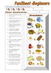 English Worksheet: FunSheet Beginners -Breakfast