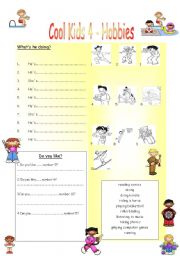 English Worksheet: Hobbies, present continuous of 