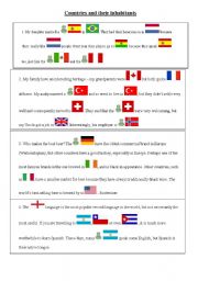 English Worksheet: people and countries