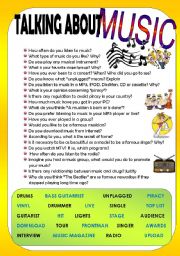 English Worksheet: TALKING ABOUT MUSIC