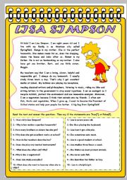 English Worksheet: LISA SIMPSON: HER PROFILE