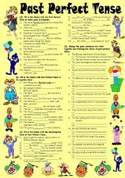 English Worksheet: Exercises on Past Perfect Tense  Positive, Negative & Interrogative Forms (Editable with Key)