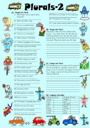 English Worksheet: Exercises on Plurals (Editable with Key)