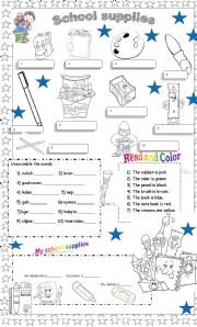 English Worksheet: School supplies