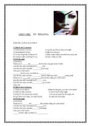 English Worksheet: RIHANNAS NEW SONG!! ONLY GIRL