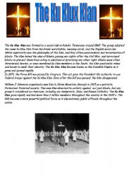 The Ku Klux Klan - Reading comprehension