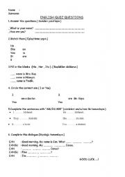 English worksheet: quiz