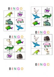 English worksheet: Animals Bingo