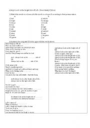English Worksheet: Working with the song 