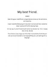 English Worksheet: My Best Friend