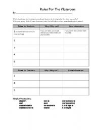 English Worksheet: First Day: Creating Classroom Rules Together