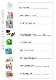 English Worksheet: Daily routines