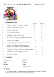 English Worksheet: You can get it if you really want