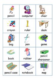English Worksheet: Flash-cards - School