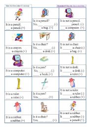 English Worksheet: To be - Short forms - its - it isnt (School vocabulary)