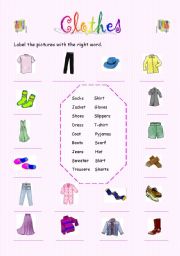 English Worksheet: Clothes