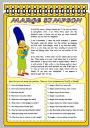 English Worksheet: MARGE SIMPSON: HER PROFILE