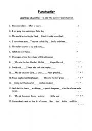English Worksheet: Punctuation
