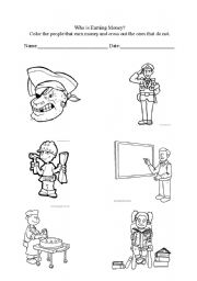 English Worksheet: Who is Earning Money